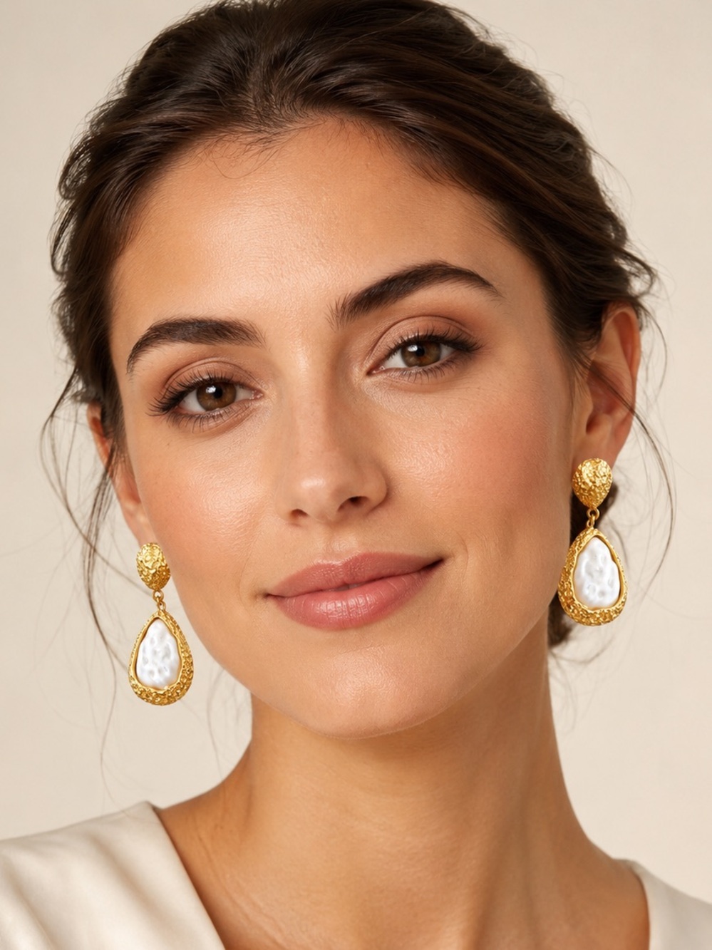 Baroque Pearl Gold Drop Earrings